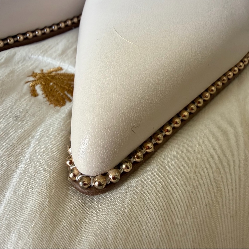 Coach Elegant Cream Pointed Toe Shoes with Gold Accents